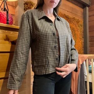 Cropped wool blend blazer